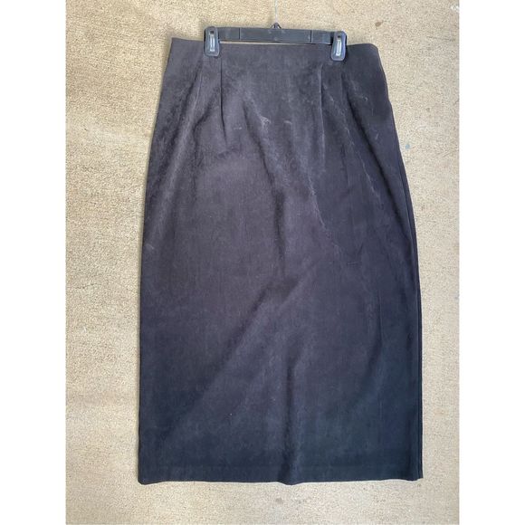 Harve Benard Faux-Suede Black Slit Pleated Maxi Skirt, Size 16 - Picture 1 of 10